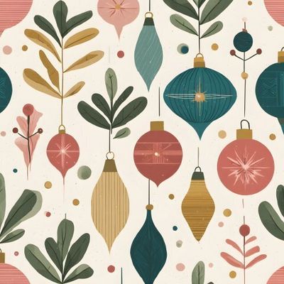 Ретро новогодние украшения и листья