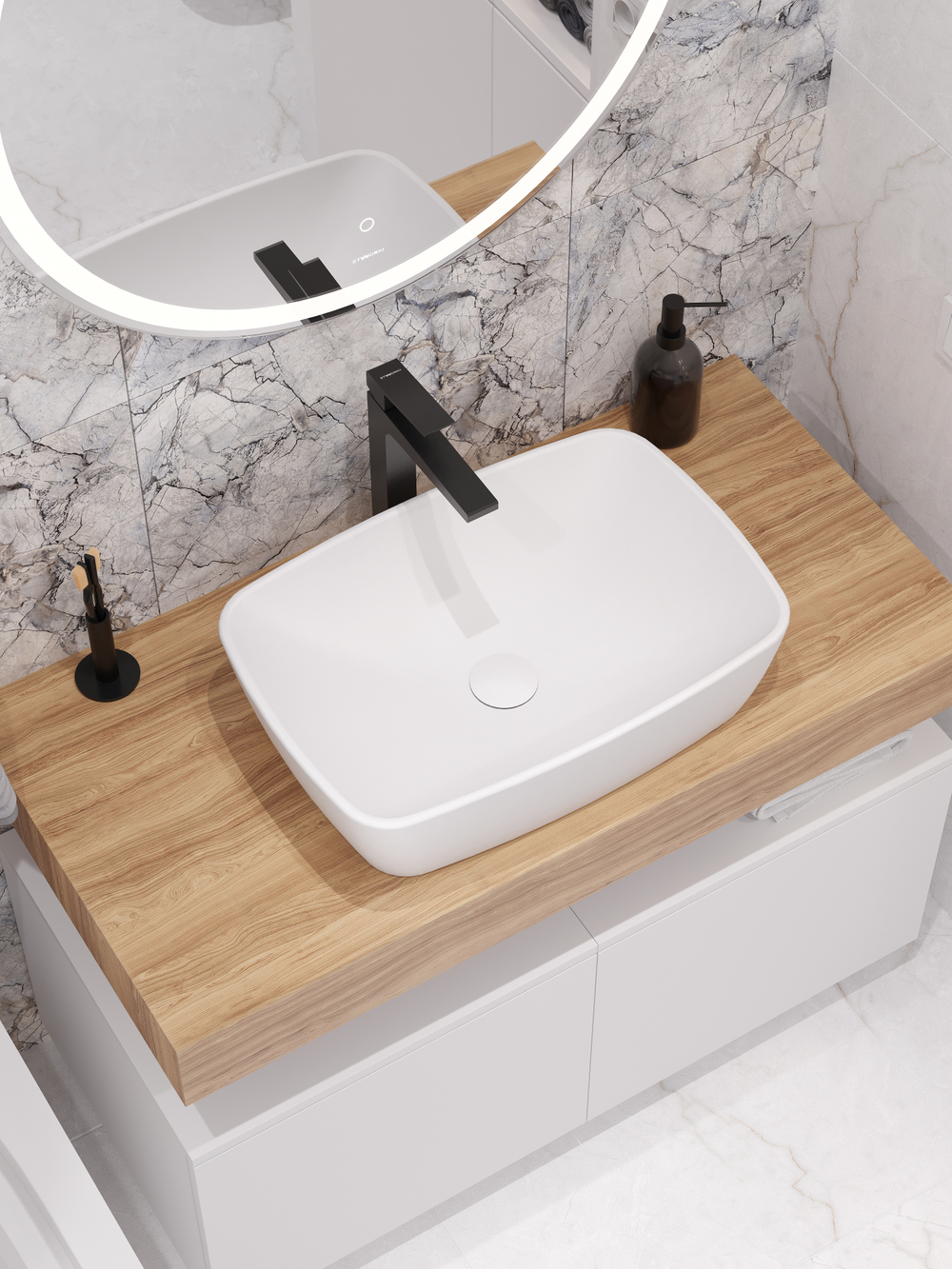 Смеситель для раковины STWORKI Нюборг S37020BK матовый черный