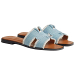 Hermes comfortable and simple one-word slippers women's blue, H241060Z CB