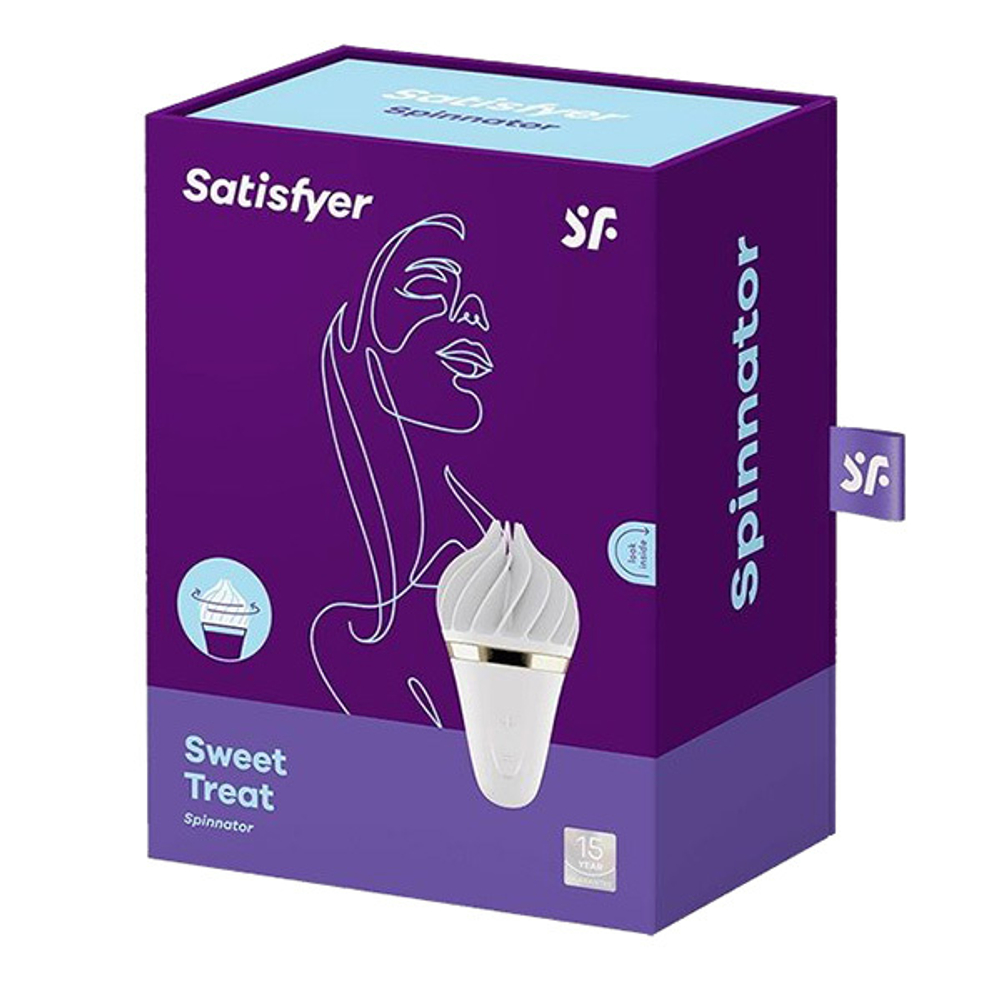 Белый вибратор-спиннер 10,5см Satisfyer Sweet Treat