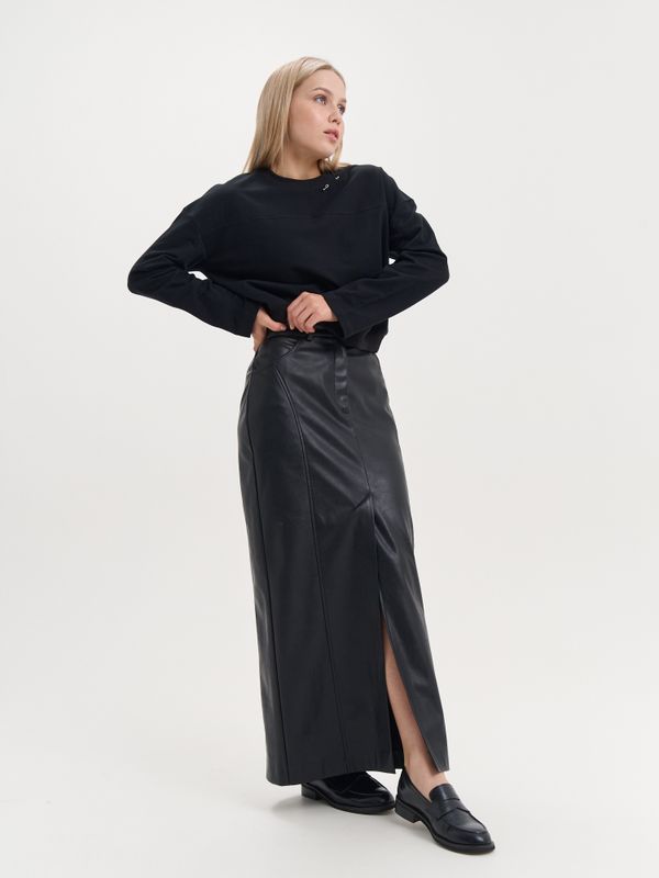 Юбка миди из эко-кожи 