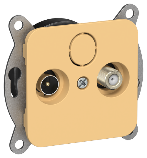 FLITE Розетка 2-местная TV+SAT экранированная проходная РТВс-2-1-2-ФлЗ золотарник IEK