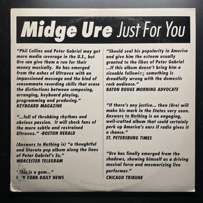 Midge Ure ‎– Just For You (США 1989г.) EP