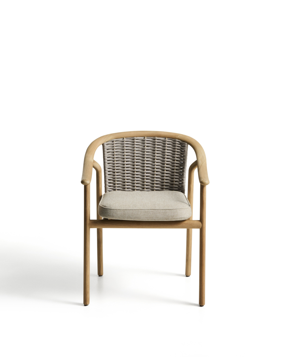 Уличный стул Elunda из тикового дерева и бежевой веревки