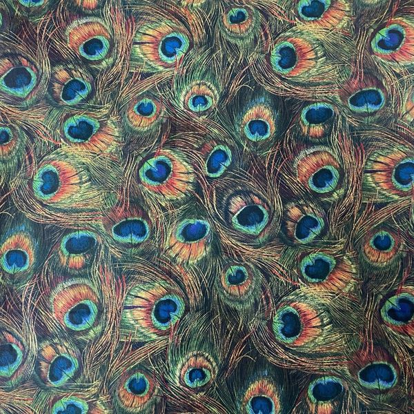 ПЕРО ПАВЛИНА, ОТРЕЗ 90 СМ 100% хлопок Handmade Fabrics 1