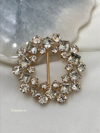 Пряжка стразы круглая золотая