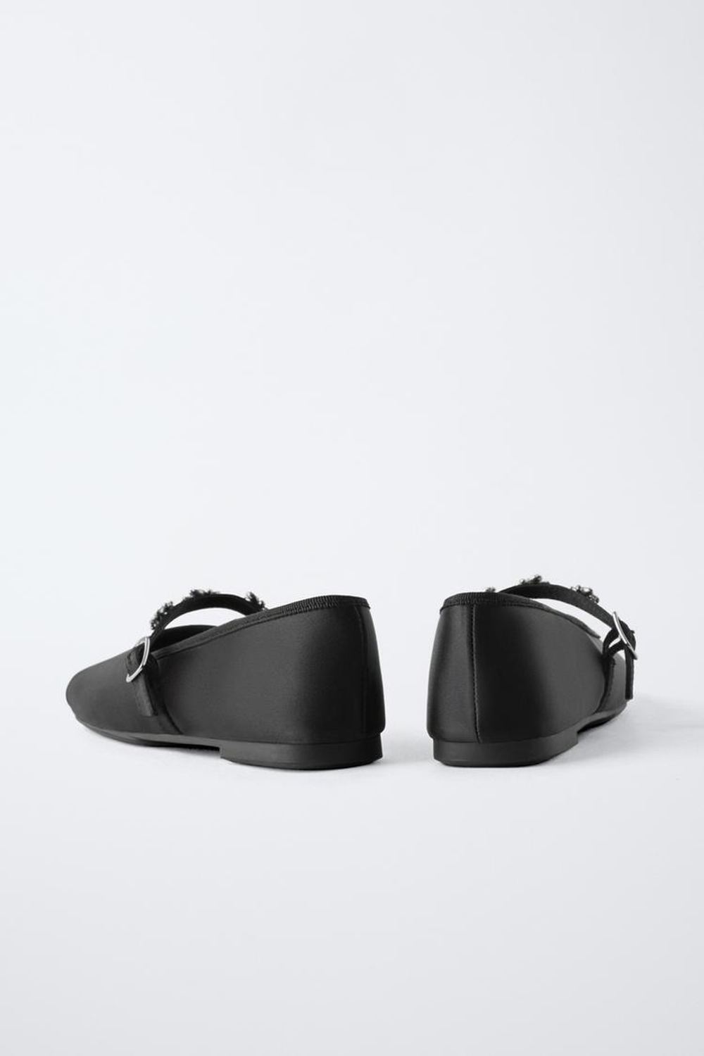ZARA БАЛЕТКИ СО СТРАЗАМИ, ЧЕРНЫЙ