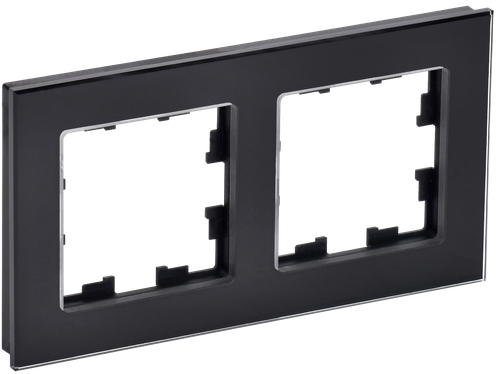 BRITE Рамка 2 -местная РУ-2-2-БрЧ стекло черный IEK