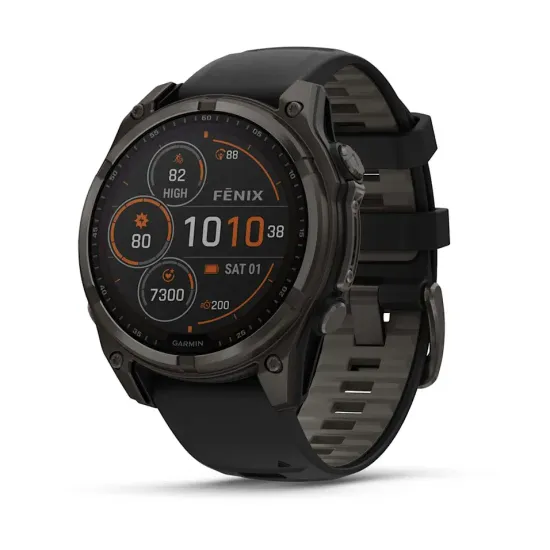 Мультиспортивные GPS часы Garmin Fenix 8 (47 mm) Solar, Sapphire Carbon Gray DLC Titanium with Black/Pebble Gray 010-02906-11