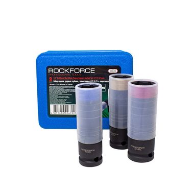 Набор головок ударные глубоких тонкостенных в защитном кожухе, 3пр.,1/2''6гр.(17,19,21мм),в кейсе RockForce##Rock FORCE RF-4035