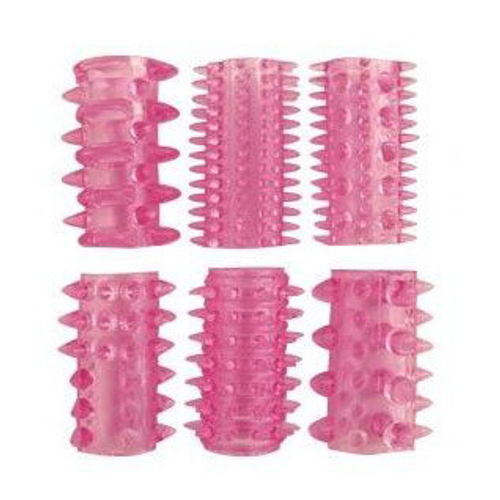 Набор из 6 розовых насадок 5,5см на пенис Bior Toys Erowoman-Eroman EE-10177