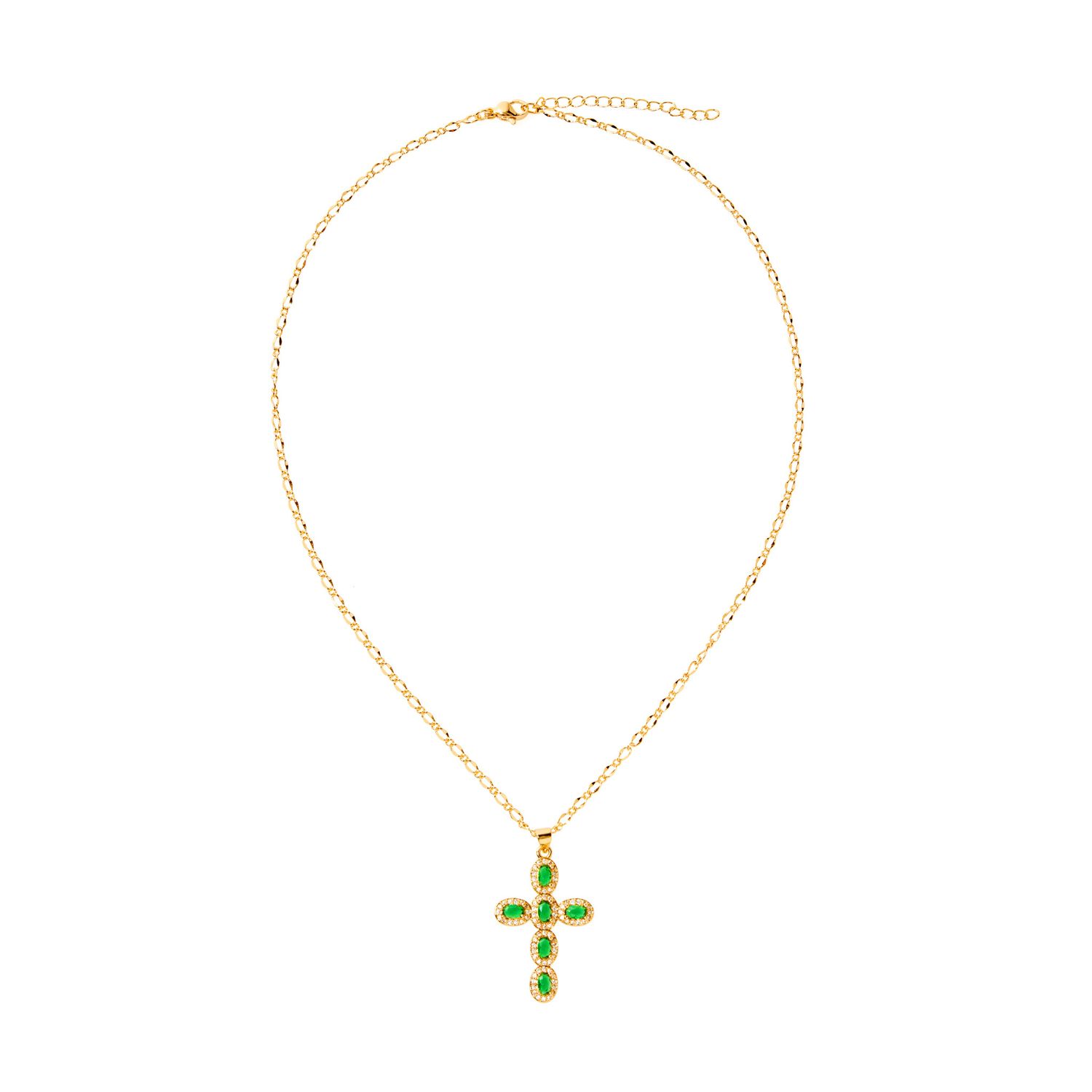 Колье Beany Cross Necklace – Green