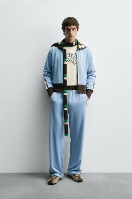 ZARA HARRY LAMBERT X DISNEY КУРТКА-ДЖОГГЕР КОНТРАСТНАЯ, НЕБЕСНО-ГОЛУБОЙ
