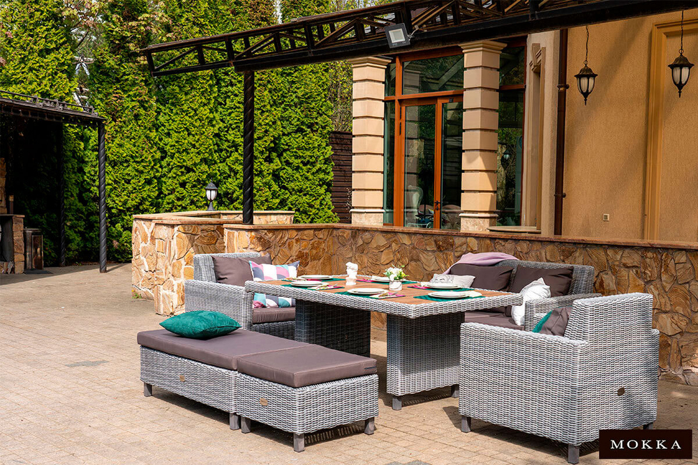 Комплект плетеной мебели MOKKA BELLA большой, серый