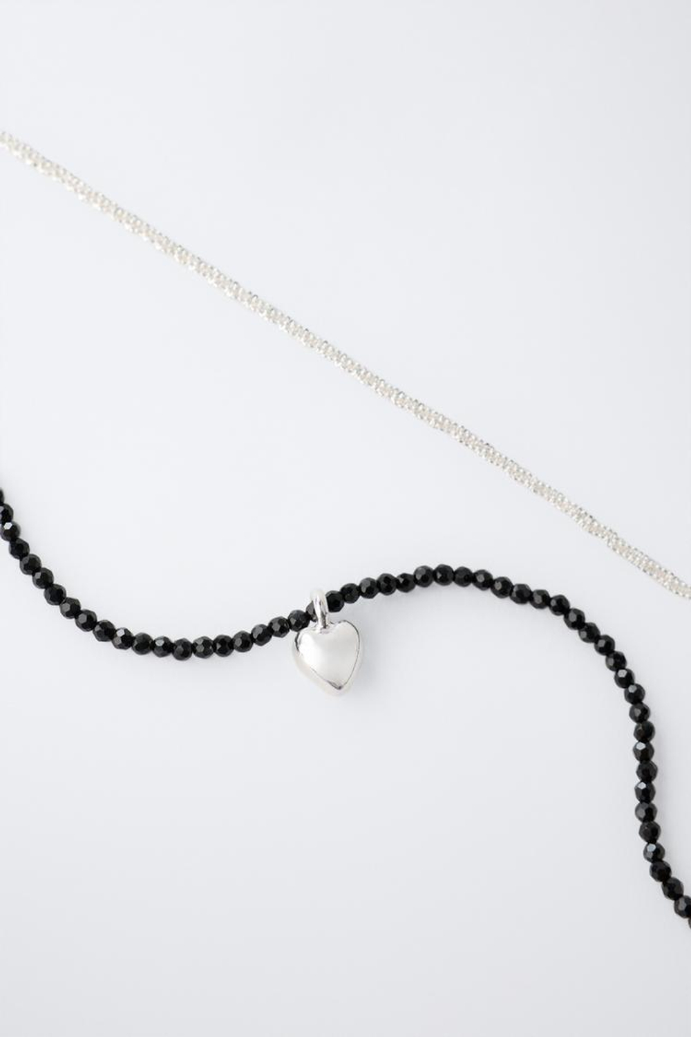 ZARA НАБОР ИЗ ДВУХ ОЖЕРЕЛИЙ С ПОДВЕСКОЙ «СЕРДЦЕ», ЧЕРНЫЙ/СЕРЕБРЯНЫЙ