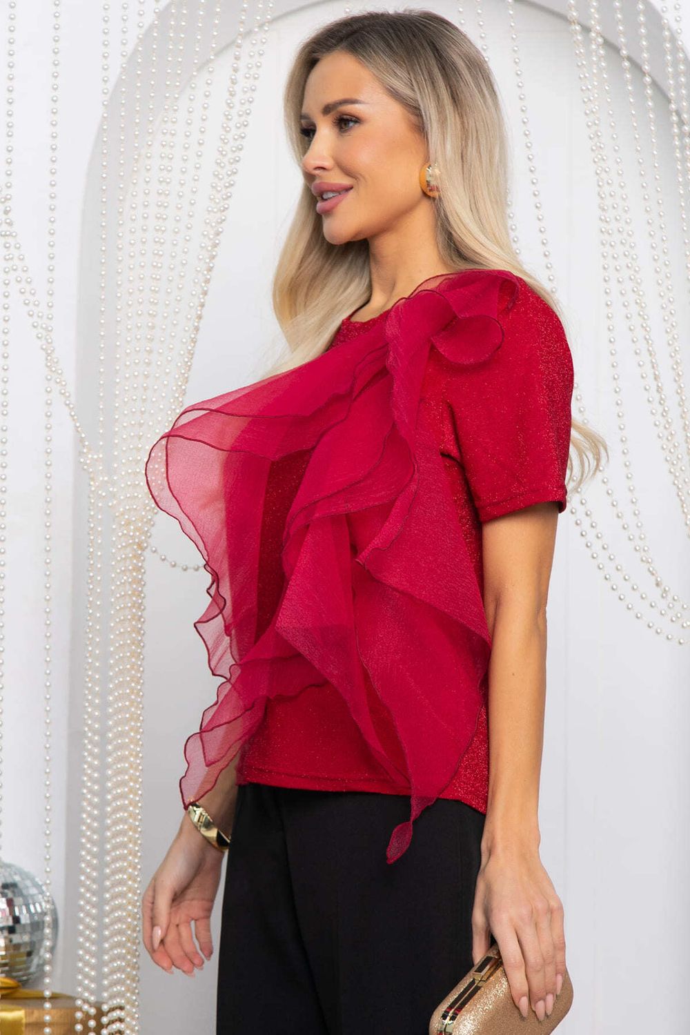 Блуза праздничная трикотажная Риана (красная) Б14618-5М LT Collection