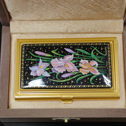 Коллекционная визитница "Ирисы" №3 (роспись Палех) в футляре