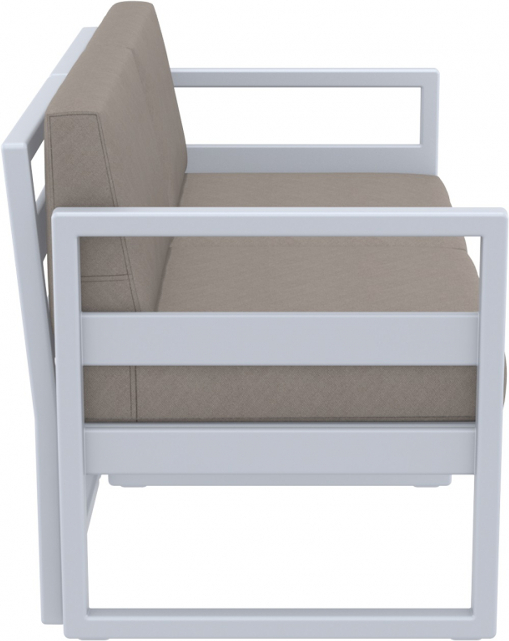 Диван пластиковый двухместный с подушками Siesta Contract Mykonos, серебристый, светло-коричневый