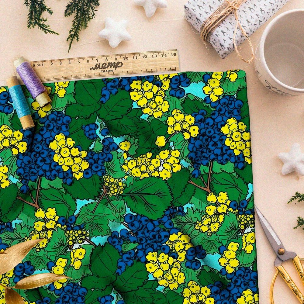 Ткань премиум шифон неоновые ягоды