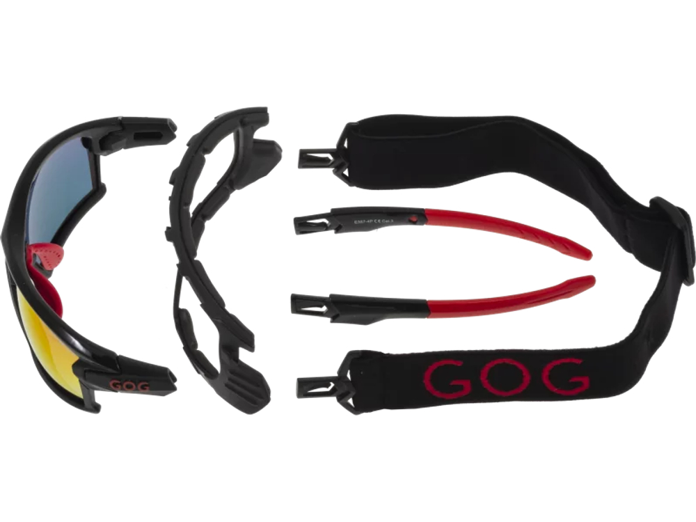 Спортивные очки с диоптриями GOG Glaze / Black/Red / Reflex Red