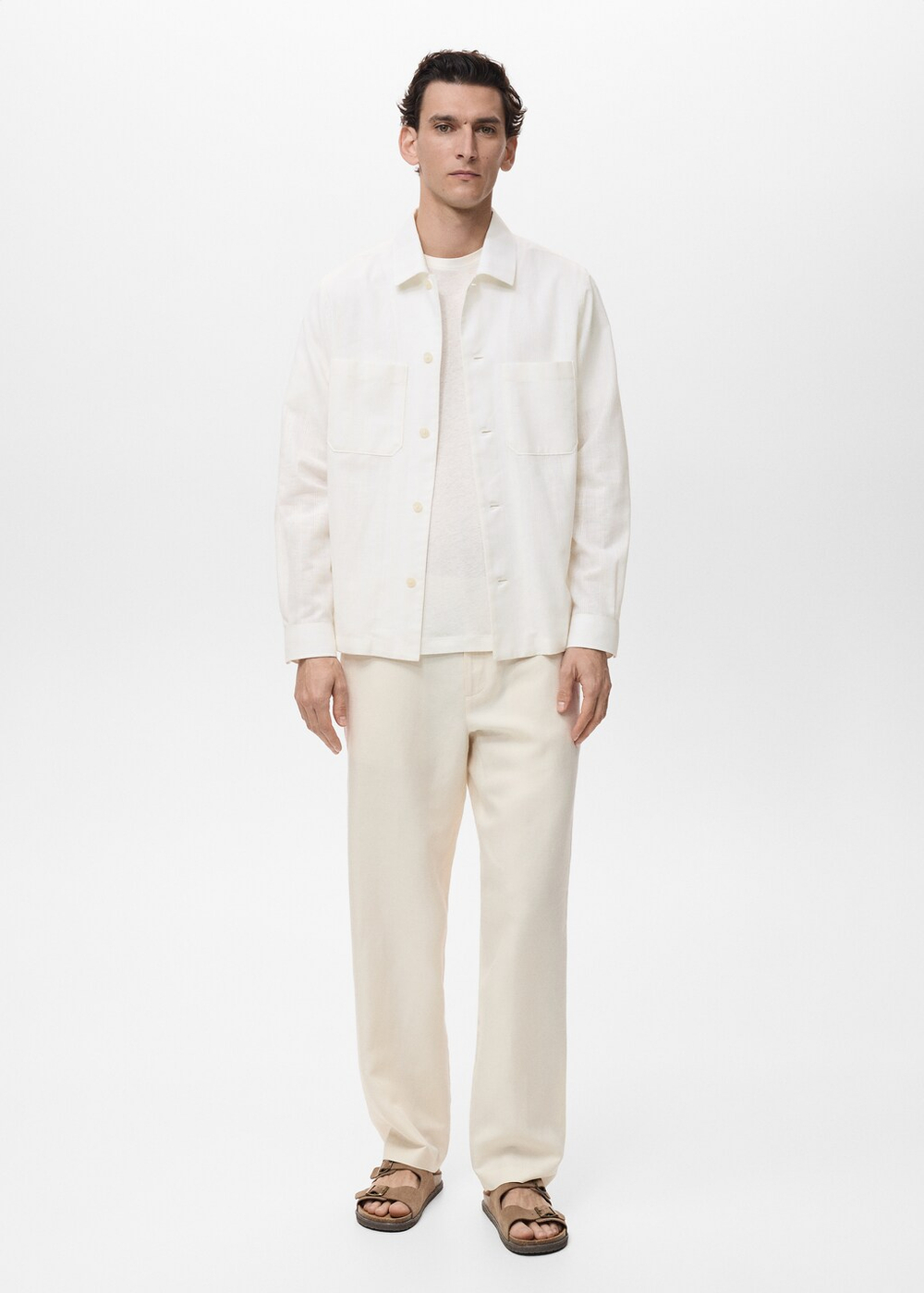 Верхняя рубашка из смесового льна с карманами