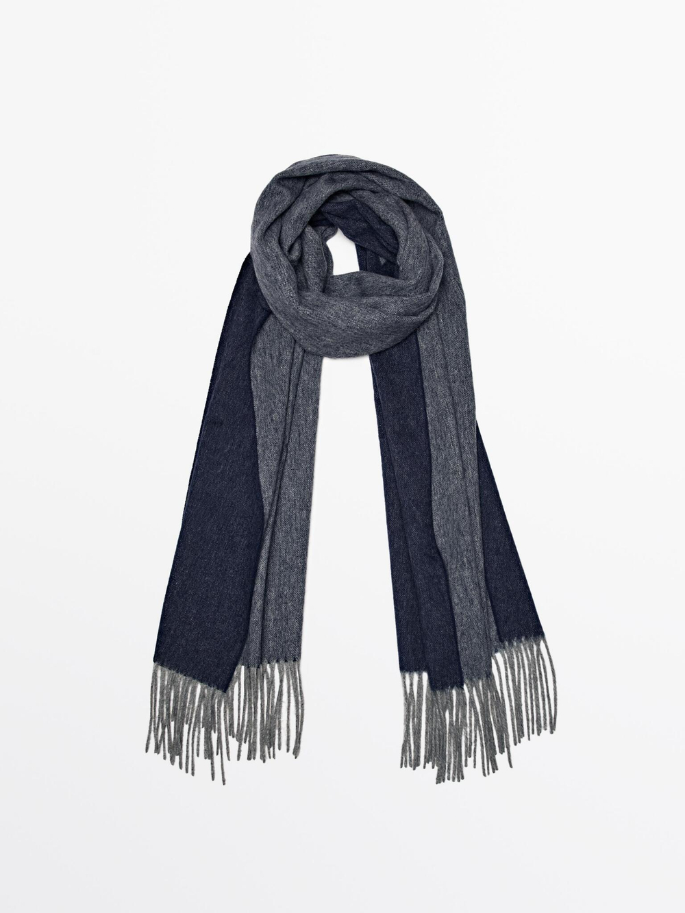 Massimo Dutti Шарф из двусторонней ткани, из 100% шерсти, синий