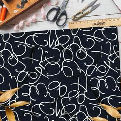 Ткань блэкаут белые цифры на черном фоне