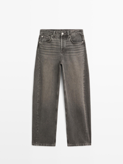 Massimo Dutti Джинсы свободного кроя со средней посадкой, натуральный серый