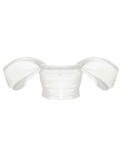 Блуза корсетного типа драпированная из тафты c объемными рукавами