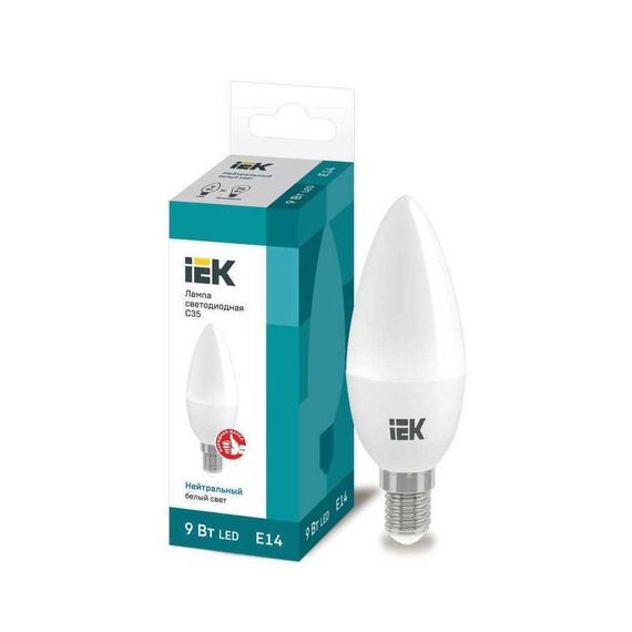 Лампа светодиодная IEK E14 9W 4000K матовая LLE-C35-9-230-40-E14