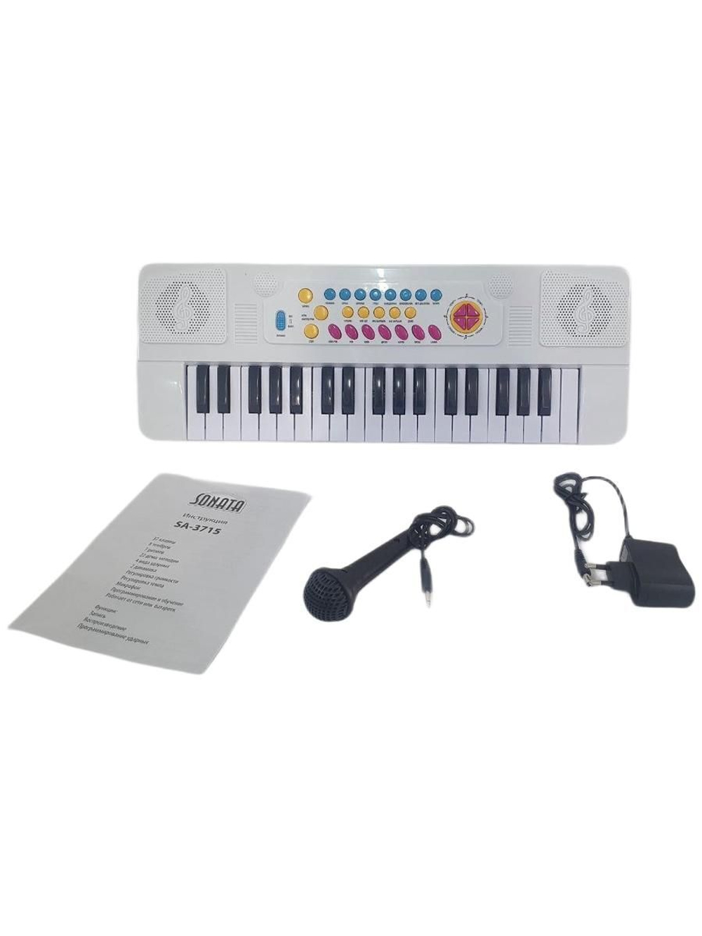 Синтезатор "SONATA" с микрофоном,37 клав, 8 тембр, 7 ритмов, 22 демо мелодии, 4 вида ударных