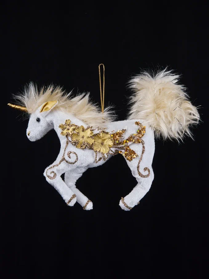 Винтажное украшение Сказочный Единорог 15х28 см., золото, Christmas DeLuxe (89018)