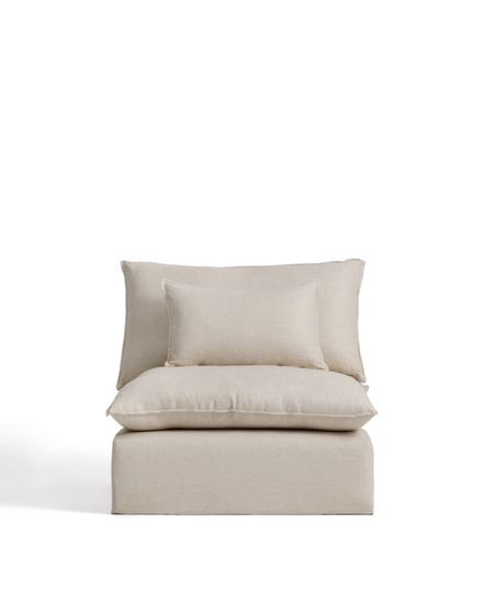 Кресло модульное Anarela бежевое из льна и вискозы со съемным чехлом, 110 см