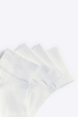 ZARA НАБОР ИЗ 4 ПАР КОРОТКИХ НОСКОВ, БЕЛЫЙ