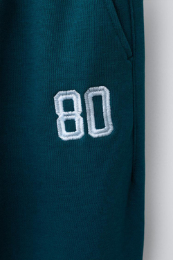 ZARA ДЖОГГЕРЫ ИЗ МЯГКОЙ ТКАНИ С НОМЕРОМ, БУТЫЛОЧНО-ЗЕЛЕНЫЙ