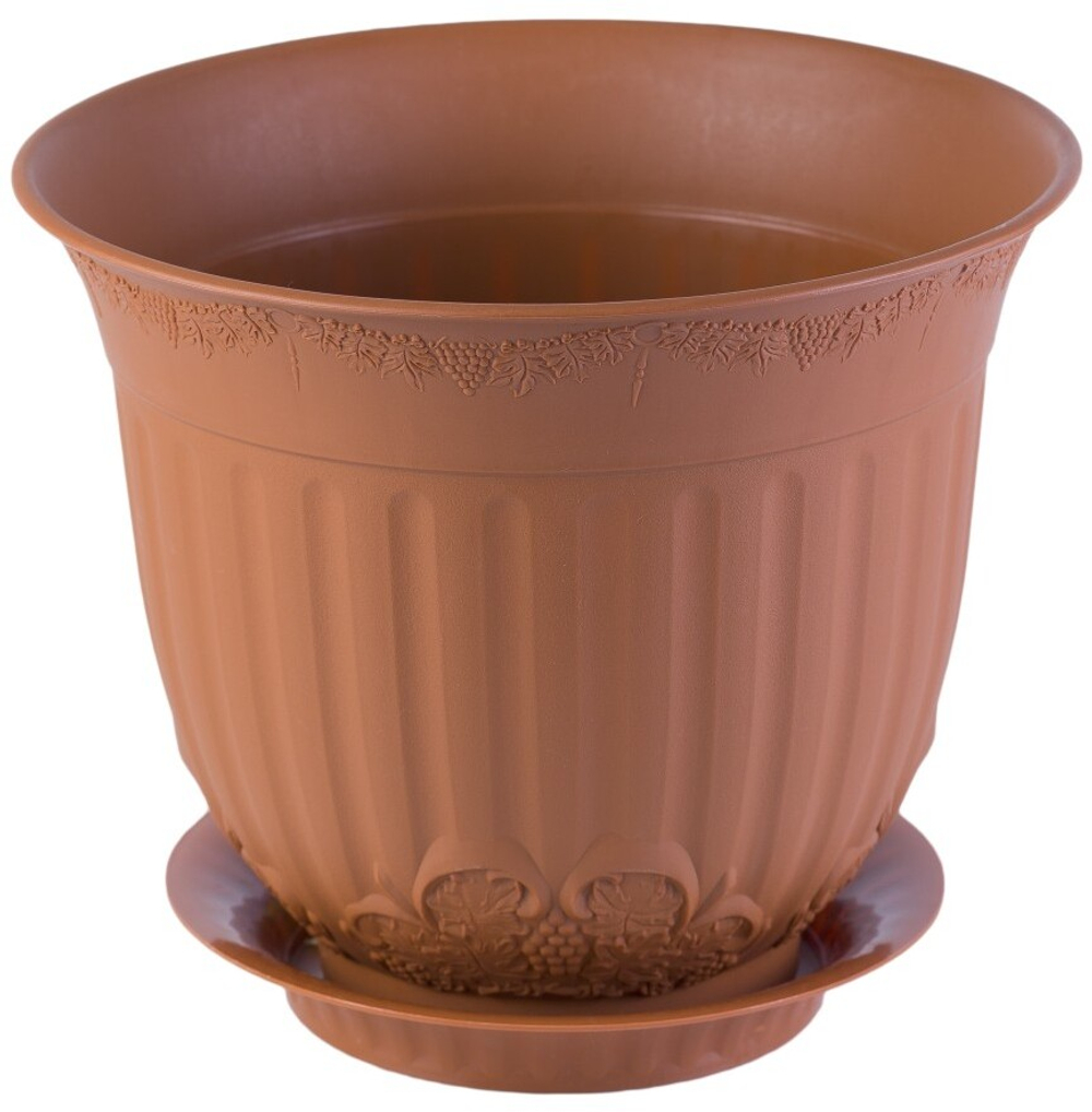 Горшок для цветов Европа пластиковый с поддоном 5,6л терракот