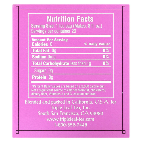 Triple Leaf Tea, чай из листьев шелковицы, без кофеина, 20 чайных пакетиков, 33 г (1,16 унции)