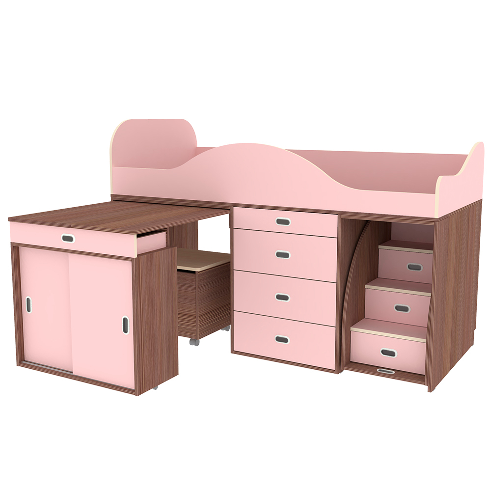 Кровать-чердак КарИВи Малыш Люкс Бодего Темный Розовый