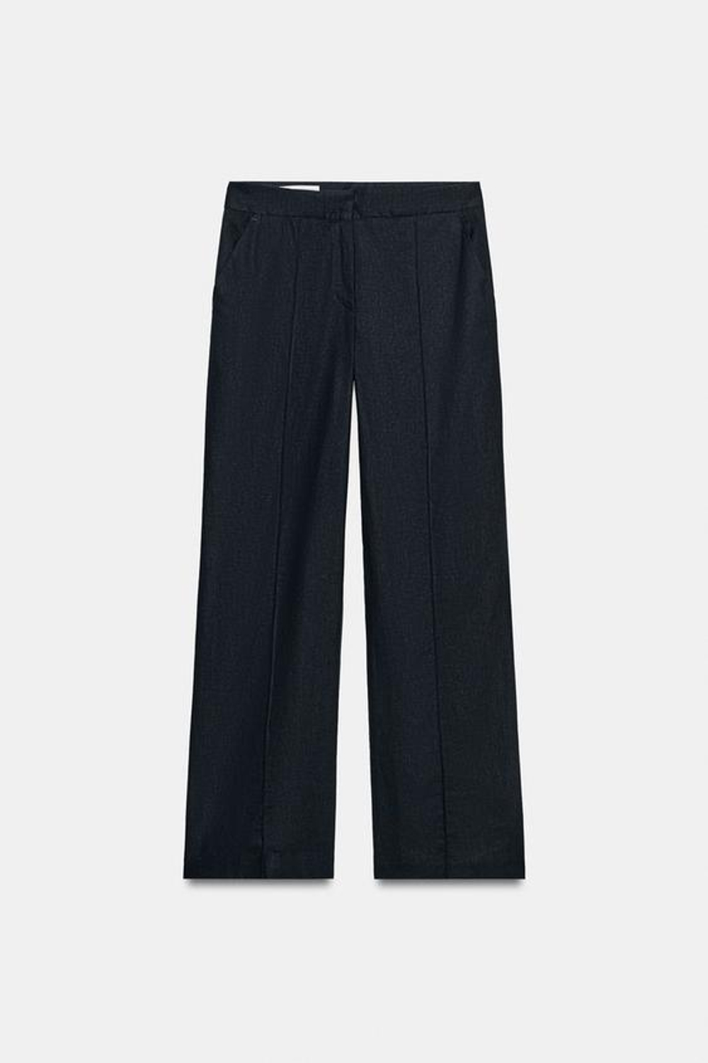 ZARA БРЮКИ-САФАРИ ИЗ ЛЬНА, МОРСКОЙ СИНИЙ