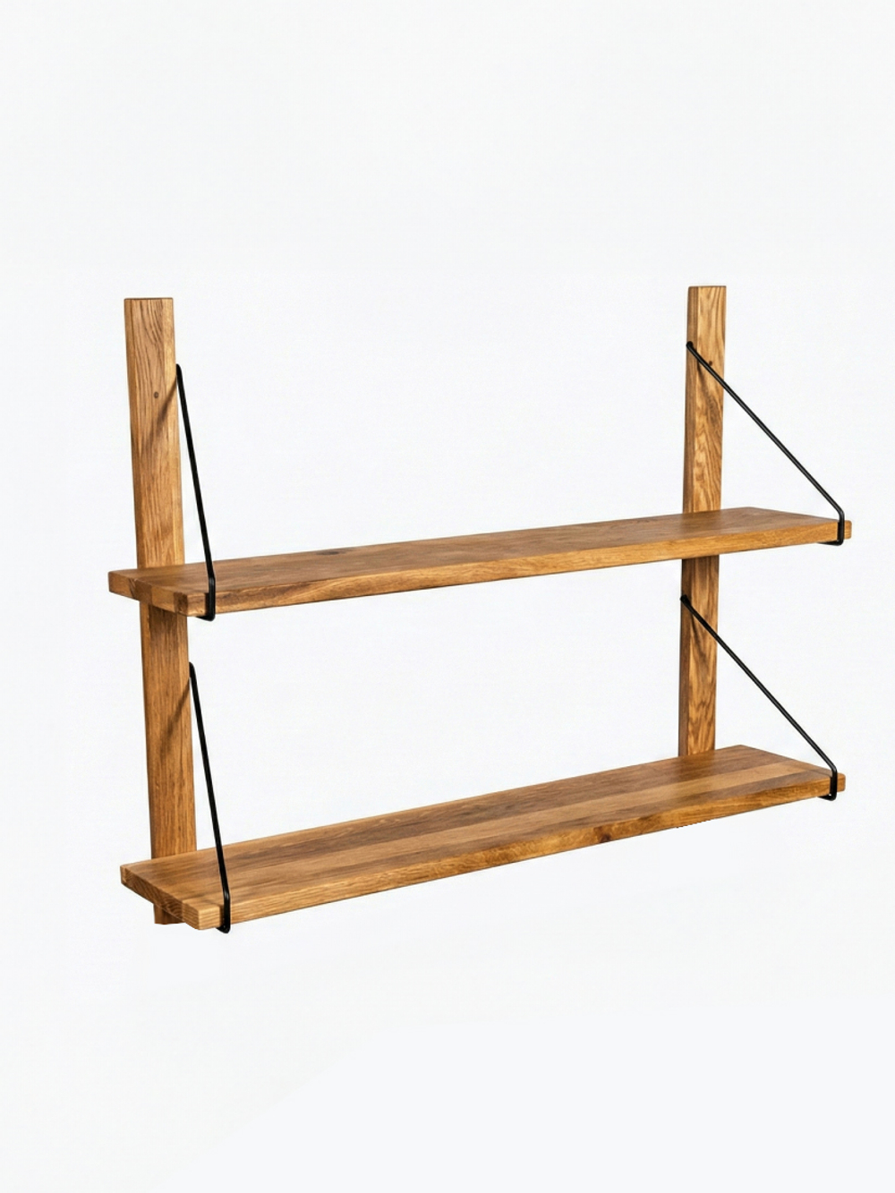 Полка настенная, 80х19х60, Alina, для ванной, для обуви, стеллаж деревянный, массив дуба, MAKOSA