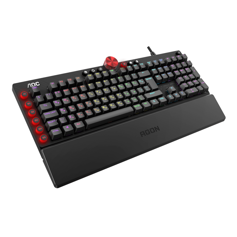 Механическая Игровая Клавиатура AOC AGK700 MX RED CHERRY RGB кабель 1,8м USB2.0 AGK700DR2R