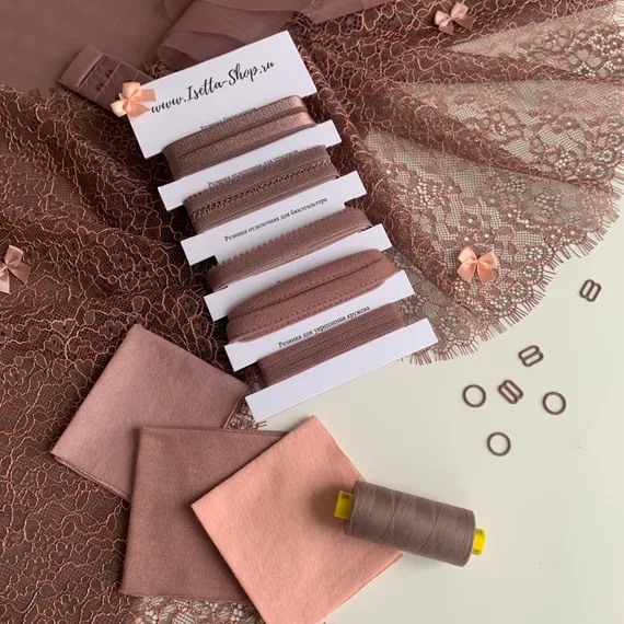 Кружево реснички кофе/персик (21*150 см)