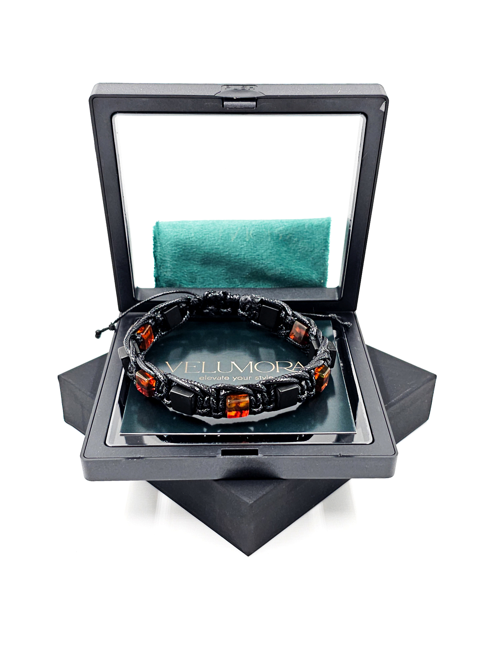 Мужской браслет на руку из янтаря. Браслет из формованного янтаря