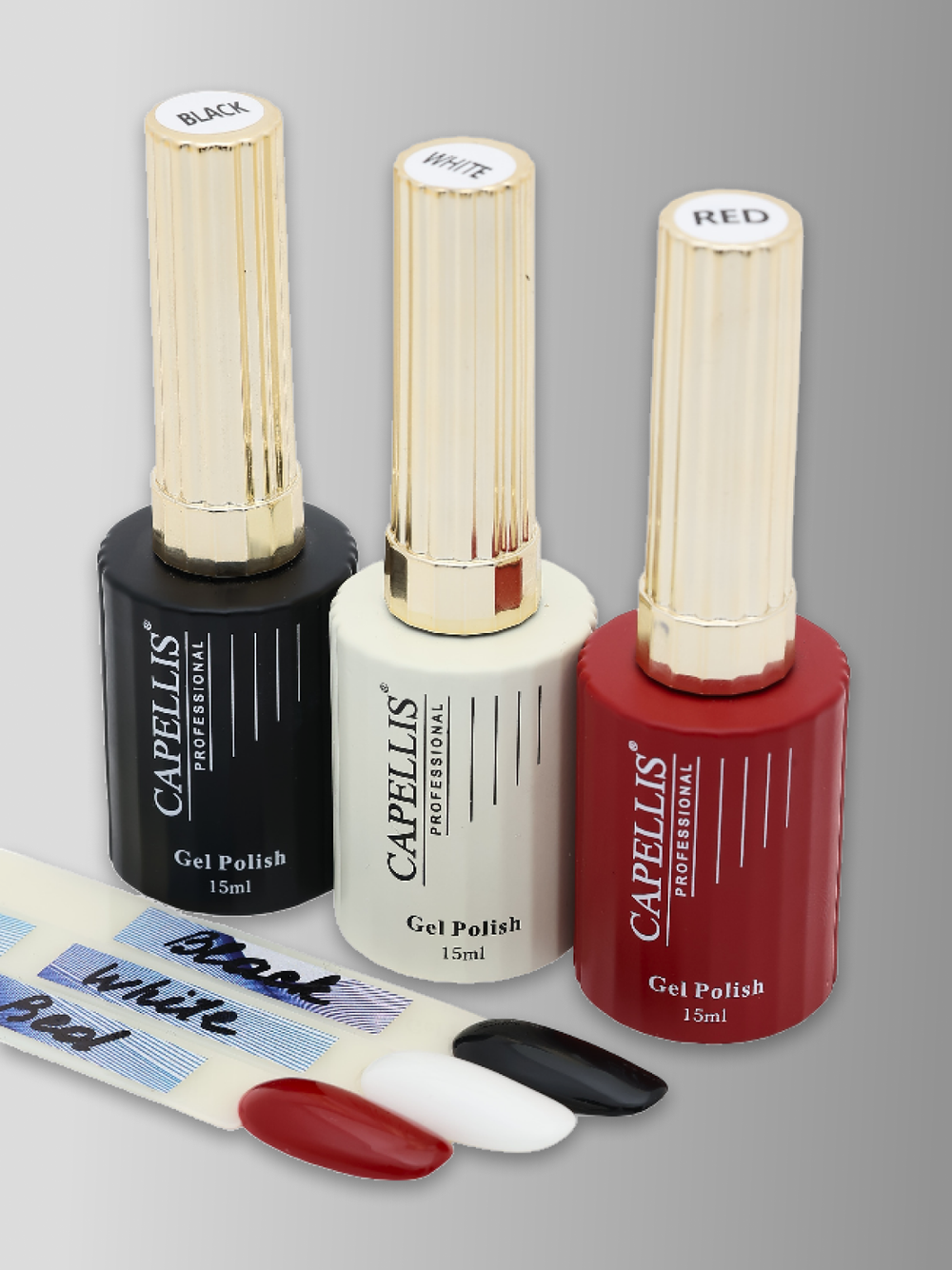Capellis Набор гель лак для ногтей белый черный красный 3 шт
