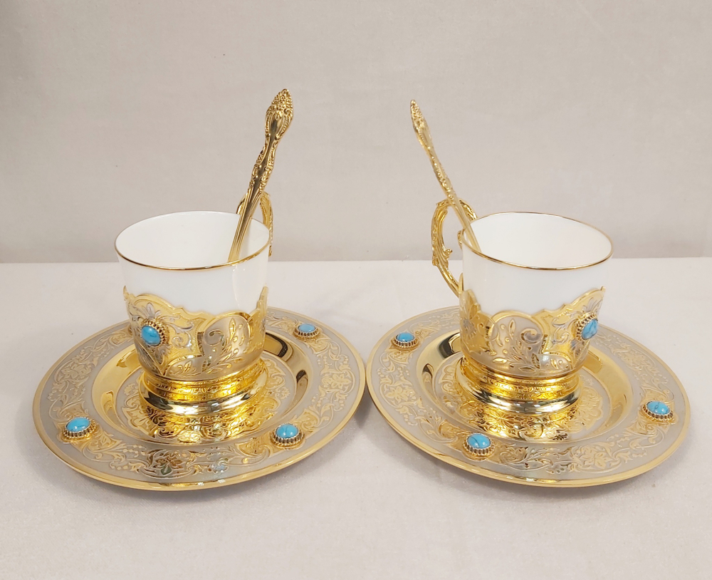 Кофейный набор на 2 персоны "Бирюза"