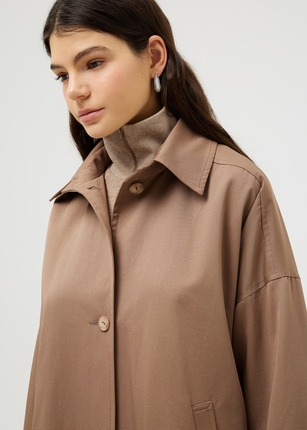 Тренч однобортный укороченный