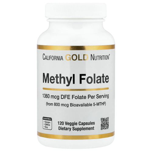 California Gold Nutrition, метилфолат и витамин C, 120 растительных капсул