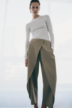 ZARA БРЮКИ С ЗАПАХОМ — ZW COLLECTION, РЫЖЕВАТО-КОРИЧНЕВЫЙ