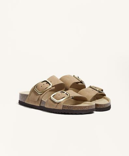 OYSHO Сандалии с двойным ремешком, песочный