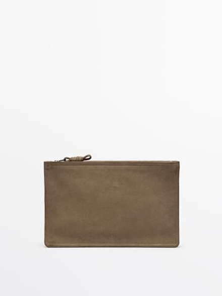 Massimo Dutti Кошелек из замши с узлом, песочный